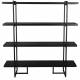 Etagère Class Dutchbone Colonne de Rangement Salon Vintage en Acier et Placage Acacia finition Noire 40x140x146cm
