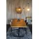 Table Rectangulaire Class Dutchbone Table de Repas Salon Design Vintage en Acier et Bois Plaqué Chêne Naturel 75x90x180cm