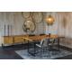 Table Rectangulaire Class Dutchbone Table de Repas Salon Design Vintage en Acier et Bois Plaqué Chêne Naturel 75x90x180cm