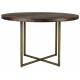 Table Ronde Class Dutchbone Table de Repas Salon Design Vintage en Acier et Bois Plaqué Acacia Noyer 75x120x120cm