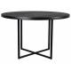 Table Ronde Class Dutchbone Table de Repas Salon Design Vintage en Acier et Bois Plaqué Acacia Noir 75x120x120cm