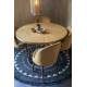 Table Ronde Class Dutchbone Table de Repas Salon Design Vintage en Acier et Bois Plaqué Chêne Naturel 75x120x120cm