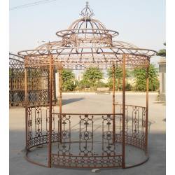 Charmante Tonnelle Elizabeth Gloriette de Jardin Pergola Abris Rond Kiosque en Fer Forgé et Fonte 340x250x250cm