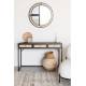 Console Guuji Woody Table d'Appoint Meuble de Rangement Bureau Design en Bois, Métal Noir et Cannage Rotin Naturel 40x76x120cm