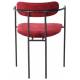 Chaise Retiers Burgundy Athezza Siège Design Assise de Table en Métal Noir et Tissu Couleur Burgundy 51,5x52,5x75cm