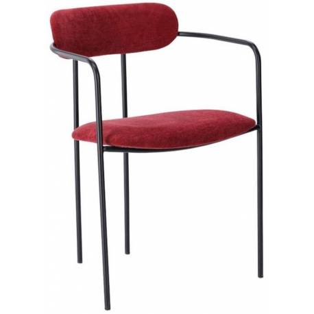 Chaise Retiers Burgundy Athezza Siège Design Assise de Table en Métal Noir et Tissu Couleur Burgundy 51,5x52,5x75cm