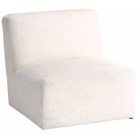 Fauteuil Melles Athezza Assise de Salon Design Siège en Tissu Effet Velours Blanc 73x80x86cm