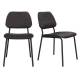 Lot de 2 Chaises Darby Noir Dutchbone Duo d'Assises de Table Sièges Modernes en Métal et Tissu Noir 45x58x93cm