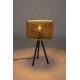 Lampe de Table Isla Bamboo Woody Luminaire sur Trépied Eclairage Moderne en Métal Noir et Bambou Naturel et Noir 55x33x33cm