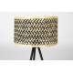 Lampe de Table Isla Bamboo Woody Luminaire sur Trépied Eclairage Moderne en Métal Noir et Bambou Naturel et Noir 55x33x33cm