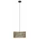Suspension Petite Isla Bamboo Woody Luminaire Moderne Eclairage en Métal Noir et Bambou Naturel et Noir 33x33x153cm