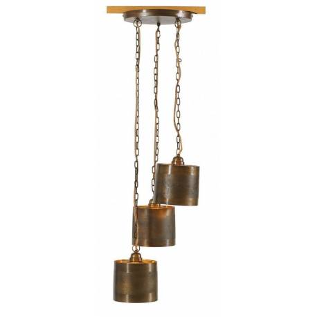 Suspension Ronde Triple Zelezo Dorée Athezza Luminaire à Suspendre en Fonte d'Aluminium et Métal Doré Antique 30,5x30,5x129cm