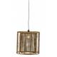 Suspension Nelle Athezza Luminaire à Suspendre Eclairage en Bois Naturel et Métal Noir 40x40x42cm