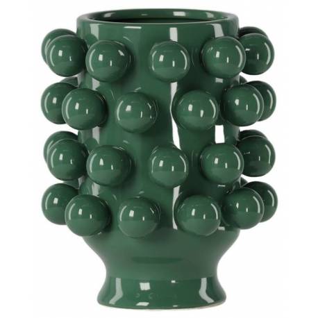 Céramique de Décoration Grappa Verte Athezza Vase Décoration à Poser en Grès 18,7x18,7x24cm