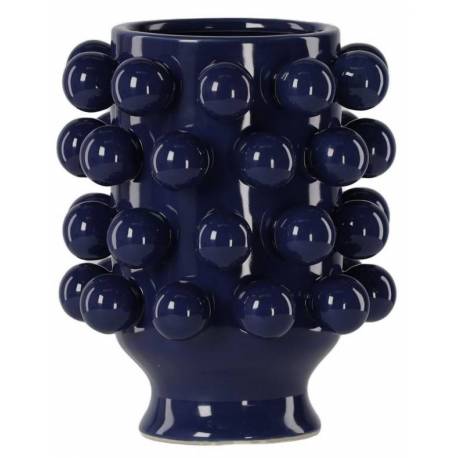 Céramique de Décoration Grappa Bleue Athezza Vase Décoration à Poser en Grès 18,7x18,7x24cm