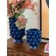 Céramique de Décoration Grappa Bleue Athezza Vase Décoration à Poser en Grès 24,5x24,5x40cm
