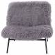 Fauteuil Domme Athezza Assise de Salon Moderne Siège en Fausse Fourrure Grise, Bois et Métal Noir 73x77x84cm