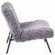 Fauteuil Domme Athezza Assise de Salon Moderne Siège en Fausse Fourrure Grise, Bois et Métal Noir 73x77x84cm