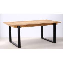 Table Extensible Sierra Athezza Table de Salle à Manger en Bois Naturel et Métal Noir 78x90x180-260cm