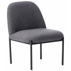 Fauteuil Derby Gris Athezza Assise de Salon Siège Art Déco en Métal Noir et Tissu Gris 56x66x74cm