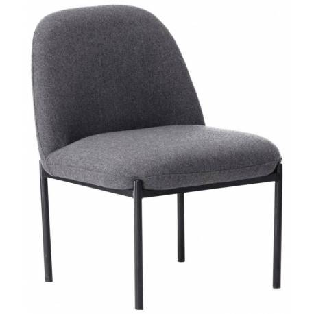 Fauteuil Derby Gris Athezza Assise de Salon Siège Art Déco en Métal Noir et Tissu Gris 56x66x74cm