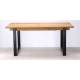 Table Extensible Sierra Athezza Table de Salle à Manger en Bois Naturel et Métal Noir 78x90x160-220cm