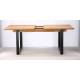 Table Extensible Sierra Athezza Table de Salle à Manger en Bois Naturel et Métal Noir 78x90x160-220cm