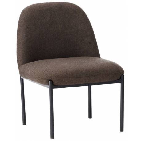 Fauteuil Derby Brun Athezza Assise de Salon Siège Art Déco en Métal Noir et Tissu Brun 56x66x74cm