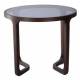 Table Basse Ronde Arco Athezza Guéridon Moderne Bout de Canapé en Frêne Naturel et Verre Trempé Fumé 45x55x55cm