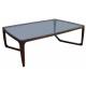 Table Basse Rectangulaire Arco Athezza Guéridon Moderne Bout de Canapé en Frêne Naturel et Verre Trempé Fumé 36x80x120cm