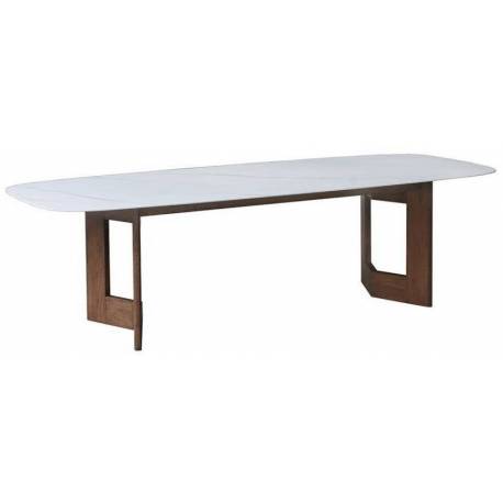 Table Repas Manre Athezza Table de Repas en Chêne et Pierre Frittée 75x108x268cm