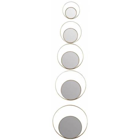 Set de 5 Miroirs Croissant Lune Athezza 5 Glaces Murales Décoration en Métal Doré 5 Diamètres
