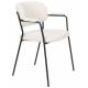 Lot de 2 Fauteuils de Table Jolien Woody Duo de Chaises Assises en Métal Noir et Tissu Bouclettes Blanc 56x60,5x78cm