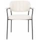 Lot de 2 Fauteuils de Table Jolien Woody Duo de Chaises Assises en Métal Noir et Tissu Bouclettes Blanc 56x60,5x78cm