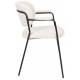 Lot de 2 Fauteuils de Table Jolien Woody Duo de Chaises Assises en Métal Noir et Tissu Bouclettes Blanc 56x60,5x78cm