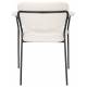 Lot de 2 Fauteuils de Table Jolien Woody Duo de Chaises Assises en Métal Noir et Tissu Bouclettes Blanc 56x60,5x78cm