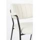 Lot de 2 Fauteuils de Table Jolien Woody Duo de Chaises Assises en Métal Noir et Tissu Bouclettes Blanc 56x60,5x78cm