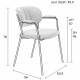 Lot de 2 Fauteuils de Table Jolien Woody Duo de Chaises Assises en Métal Noir et Tissu Bouclettes Blanc 56x60,5x78cm