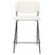 Duo de Tabourets de Comptoir Jolien Woody Chaises de Bar Sièges Hauts en Métal Noir et Tissu Bouclettes Blanc 48x54x89cm
