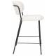 Duo de Tabourets de Comptoir Jolien Woody Chaises de Bar Sièges Hauts en Métal Noir et Tissu Bouclettes Blanc 48x54x89cm