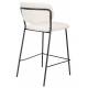 Duo de Tabourets de Comptoir Jolien Woody Chaises de Bar Sièges Hauts en Métal Noir et Tissu Bouclettes Blanc 48x54x89cm