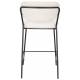 Duo de Tabourets de Comptoir Jolien Woody Chaises de Bar Sièges Hauts en Métal Noir et Tissu Bouclettes Blanc 48x54x89cm
