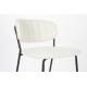 Duo de Tabourets de Comptoir Jolien Woody Chaises de Bar Sièges Hauts en Métal Noir et Tissu Bouclettes Blanc 48x54x89cm