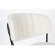 Duo de Tabourets de Comptoir Jolien Woody Chaises de Bar Sièges Hauts en Métal Noir et Tissu Bouclettes Blanc 48x54x89cm