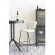 Duo de Tabourets de Comptoir Jolien Woody Chaises de Bar Sièges Hauts en Métal Noir et Tissu Bouclettes Blanc 48x54x89cm