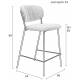 Duo de Tabourets de Comptoir Jolien Woody Chaises de Bar Sièges Hauts en Métal Noir et Tissu Bouclettes Blanc 48x54x89cm