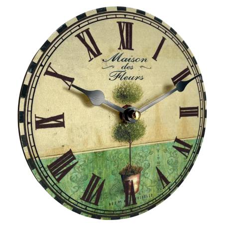 Horloge Murale Pendule Ronde en Bois et Papier Maison des Fleurs 4x16x16cm