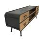 Meuble TV Cargo Enfilade Indus Meuble de Rangement Buffet en Pin Naturel et Métal Gris Anthracite 37x50x141cm
