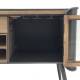 Vaisselier Cargo Bahut Indus Meuble de Rangement Armoire à Vin en Métal Gris Anthracite, Verre et Pin Naturel 46x76x144,5cm