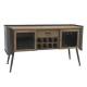 Vaisselier Cargo Bahut Indus Meuble de Rangement Armoire à Vin en Métal Gris Anthracite, Verre et Pin Naturel 46x76x144,5cm